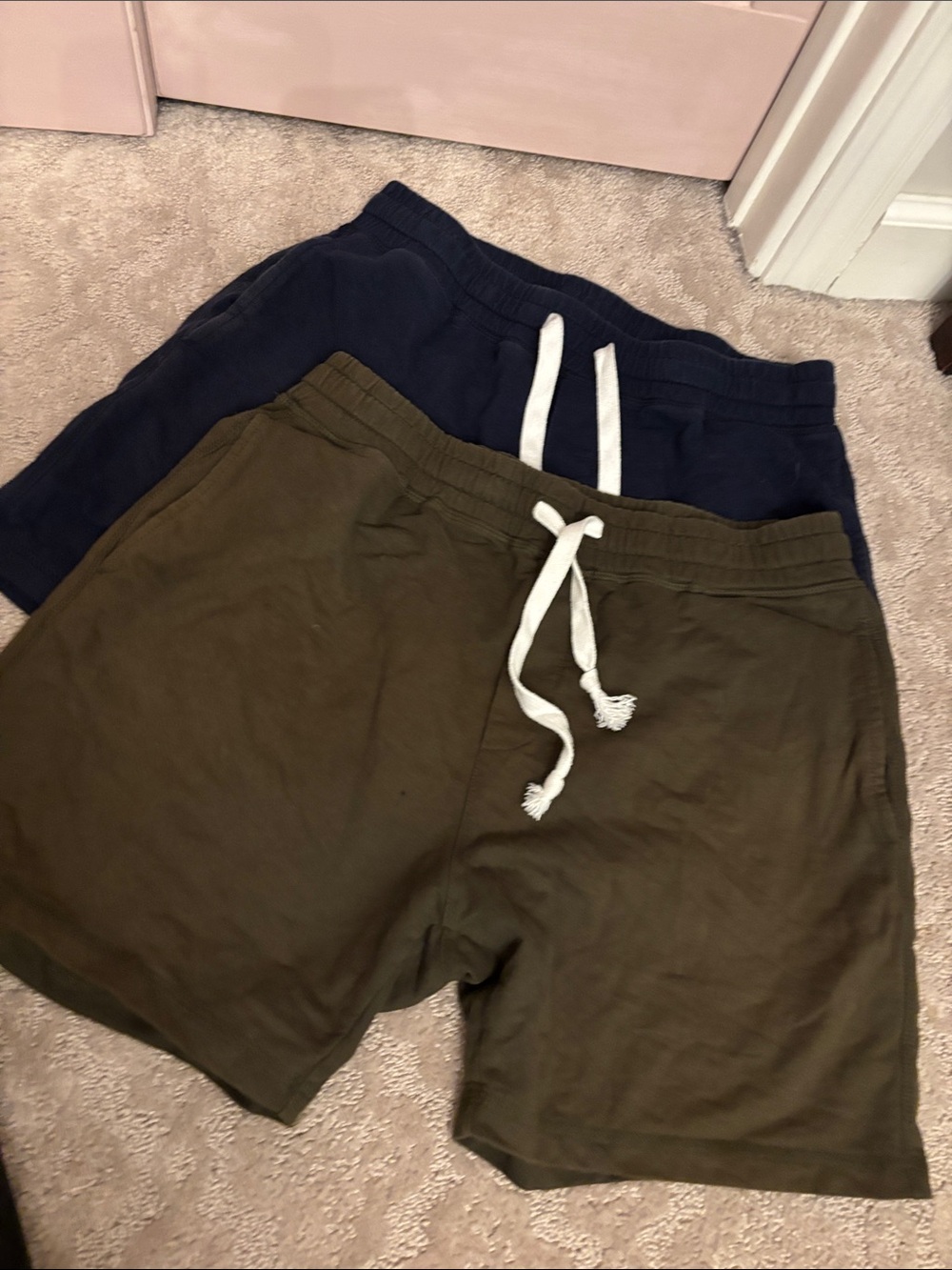 Casual Cotton Drawstring Shorts - Olive & Navy (2-Pack)